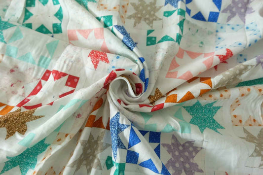 Colorful Star Patchwork Cotton Poplin Fabric – 3.3 yd