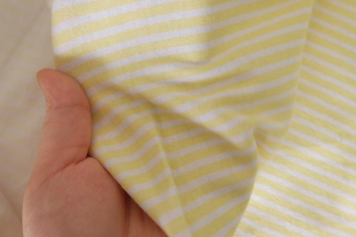 Butter Yellow Stripe – Soft Cotton Knit Fabric | 1.4 yards