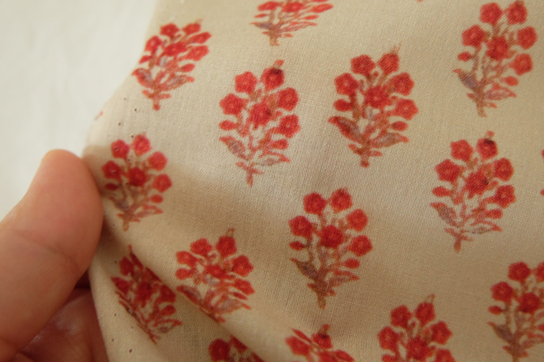 Vintage Red Floral Cotton Fabric – Small Blossom Print – 2.2 yd