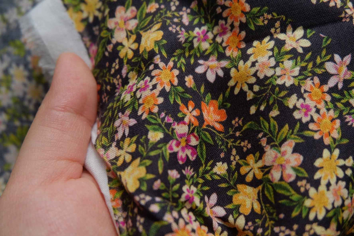 Dark Floral Cotton — 1.6 yd / 2.2 yd