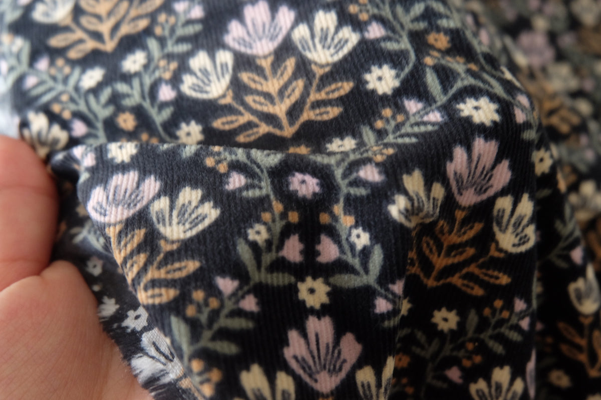 Midnight Meadow Brushed Cotton Corduroy – 2.2 yd