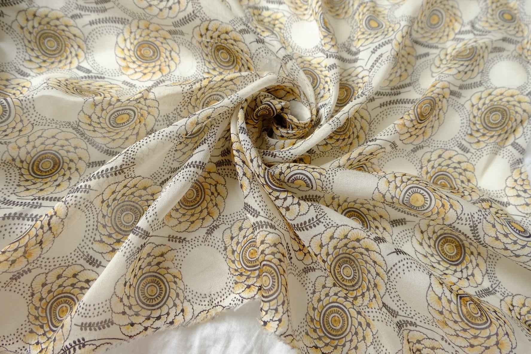 Vintage Marigold Silk Cotton Voile Fabric - 1.64 Yards