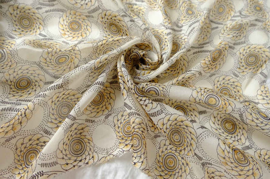 Vintage Marigold Silk Cotton Voile Fabric - 1.64 Yards