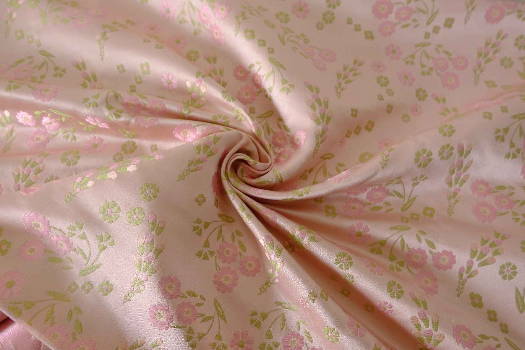 Pink Floral Jacquard Satin Fabric – 2.2 yd