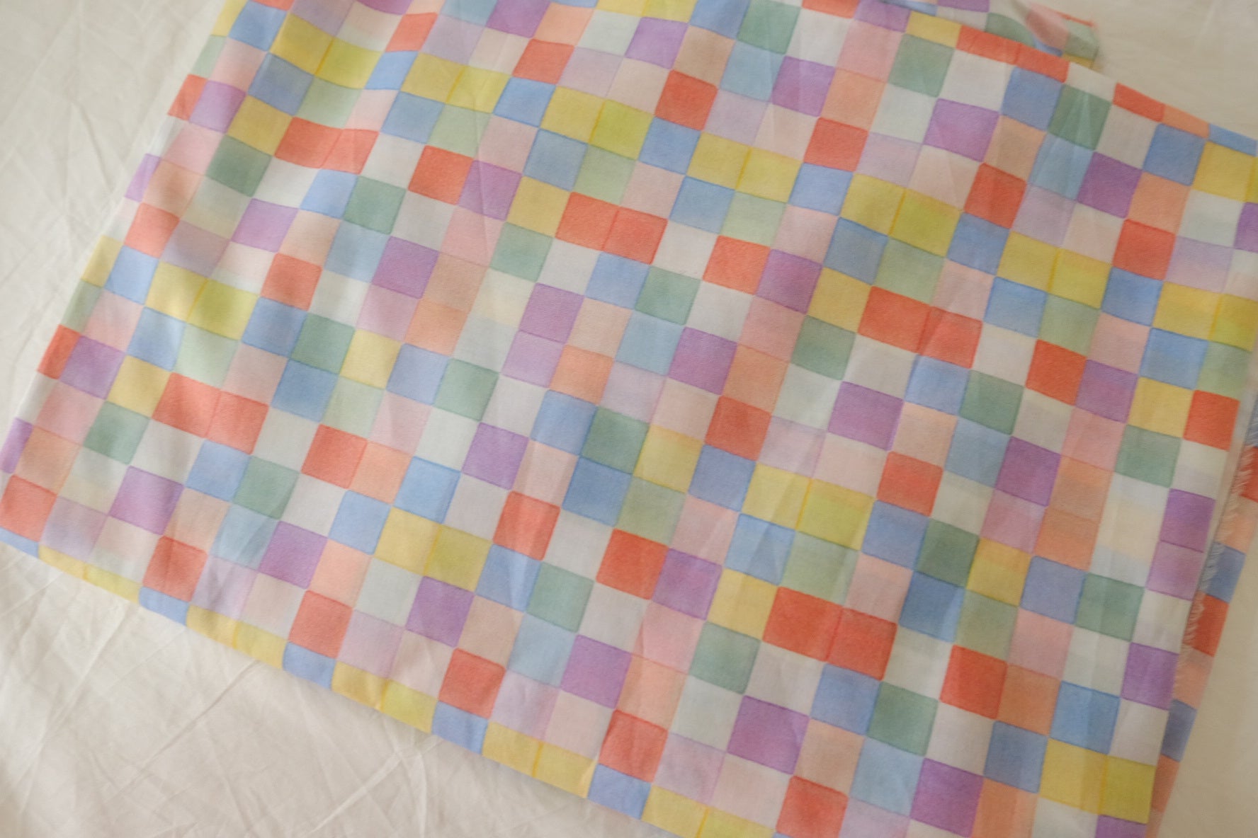 Pastel Checkerboard 100s Cotton Fabric – 3.3 yd