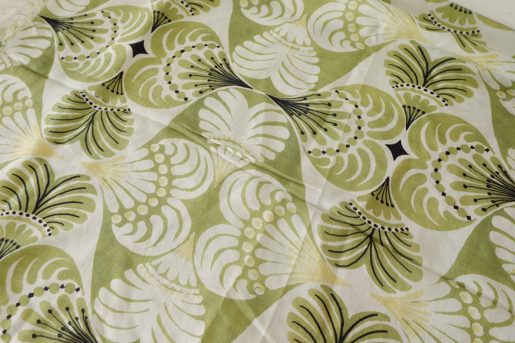 Retro Olive Botanical Tencel-Cotton Dress Fabric – 2.2 yd