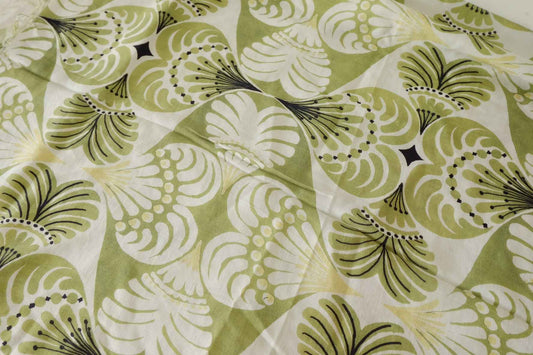 Retro Olive Botanical Tencel-Cotton Dress Fabric – 2.2 yd