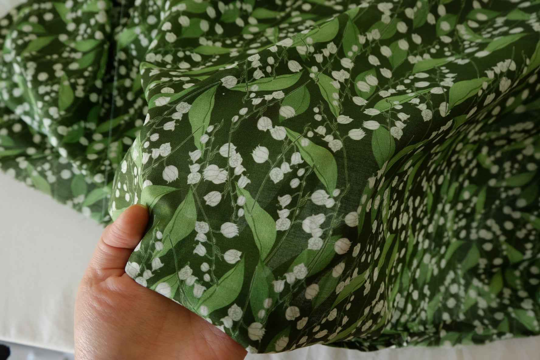 Green Lily of the Valley Cotton Voile Fabric – 2.2 yd