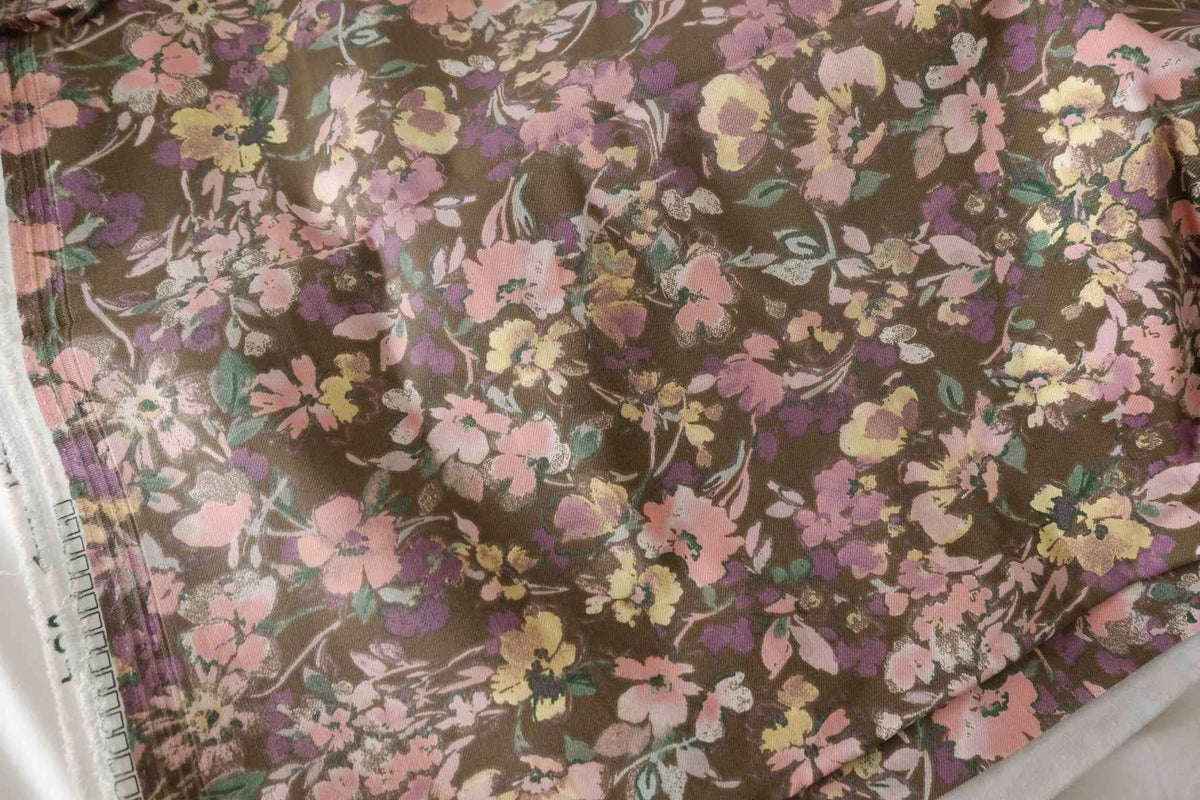Vintage Floral Stretch Cotton Twill — 2.19 yd