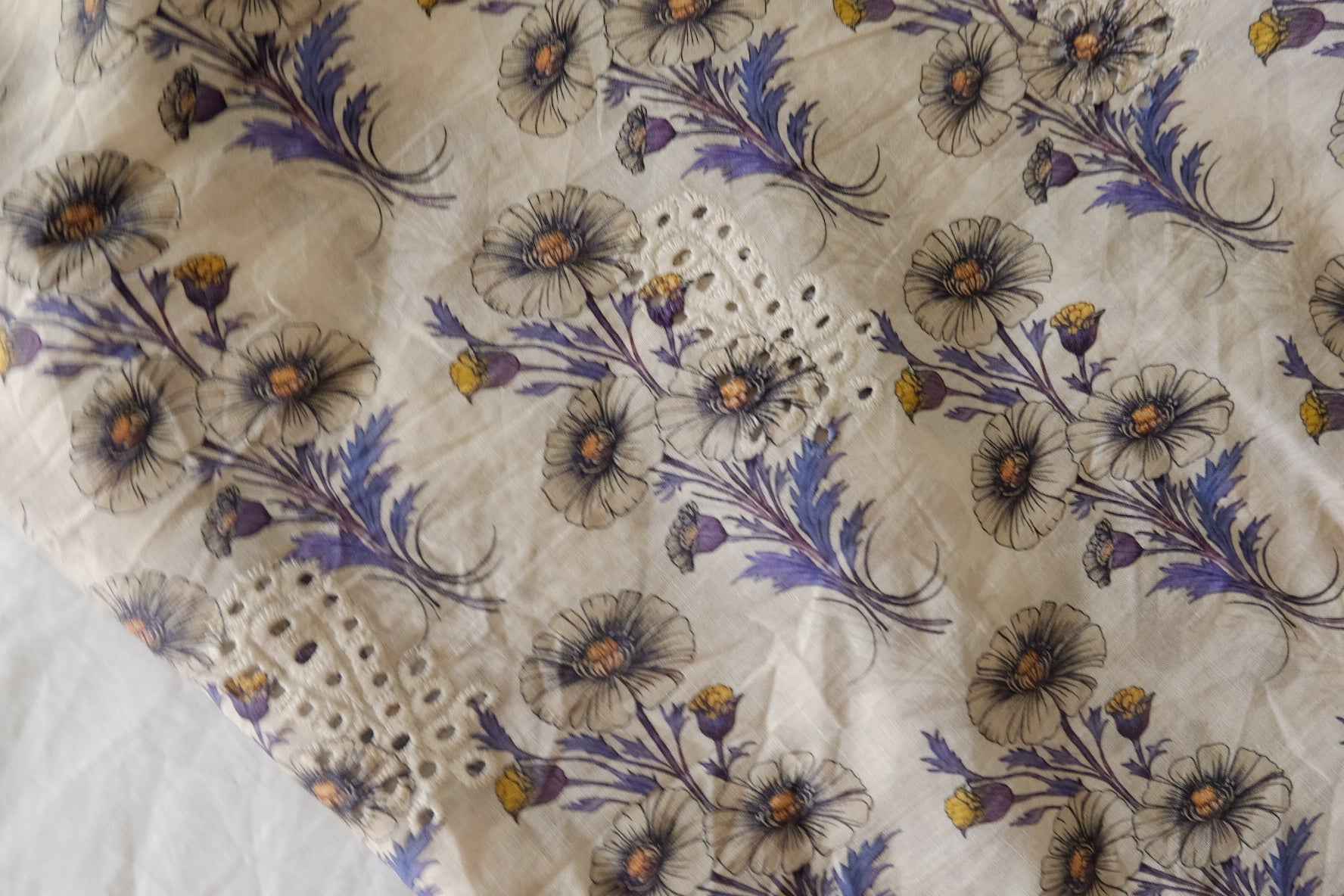 Embroidered Border Cotton Fabric – 2.2 yd