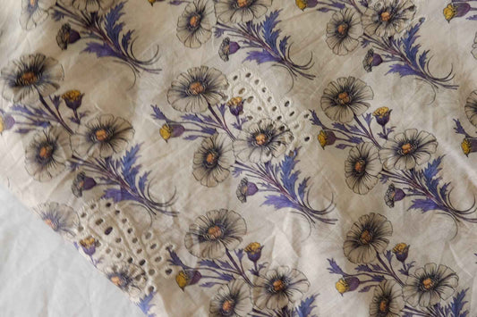 Embroidered Border Cotton Fabric – 2.2 yd