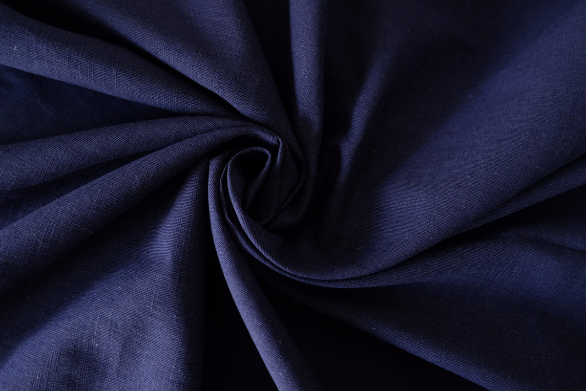 Midnight Navy Cotton Linen Blend Fabric | 2.2 Yards