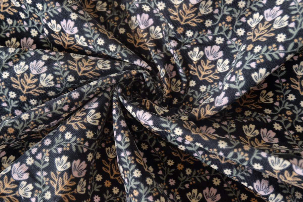 Midnight Meadow Brushed Cotton Corduroy – 2.2 yd