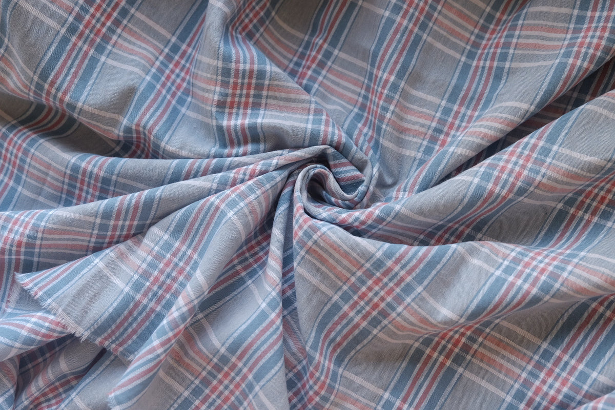 Dusty Blue Plaid Cotton Linen – 3.3 yd