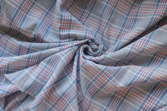 Dusty Blue Plaid Cotton Linen – 3.3 yd