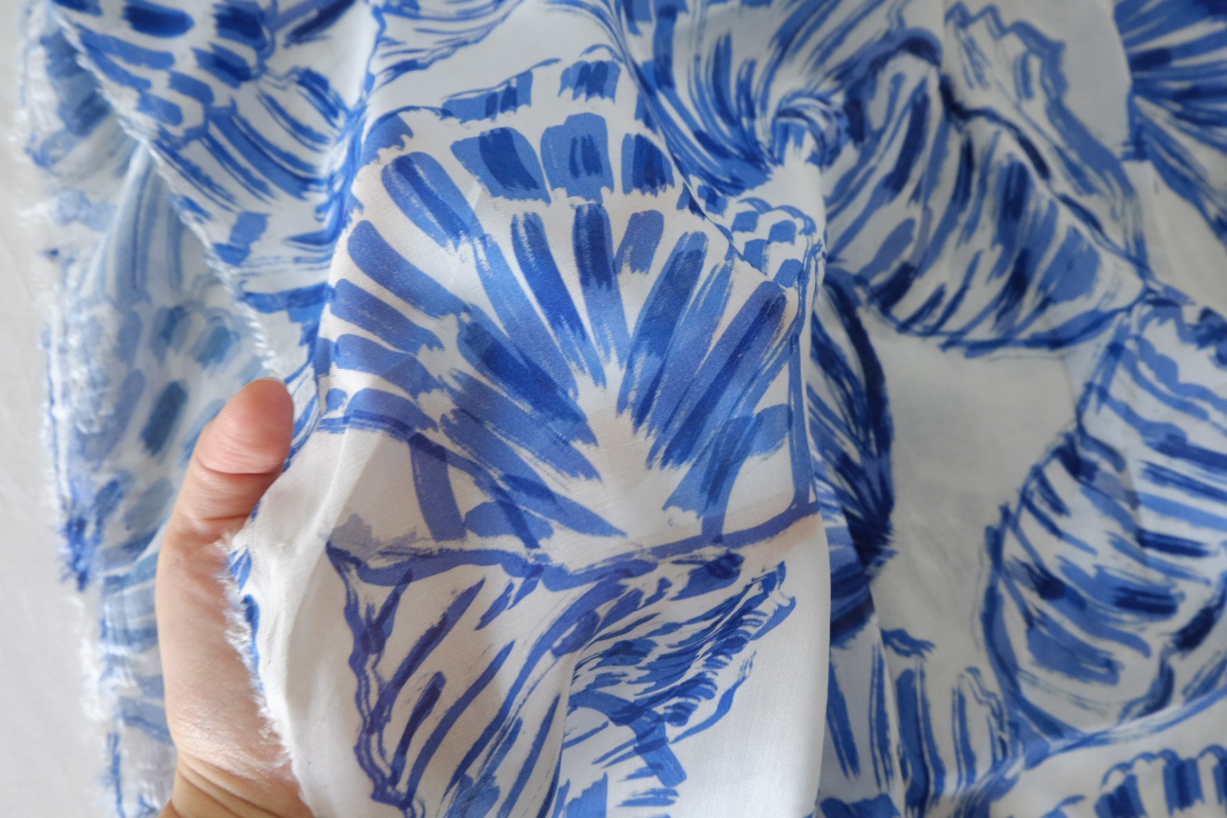 Blue Seashell Cotton Voile Fabric – 1.6 yd