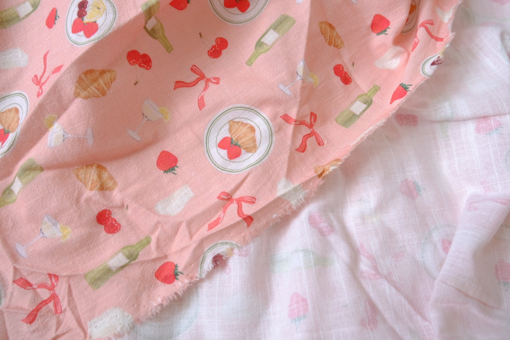 Picnic Print Cotton Linen Slub, 1.6 Yards