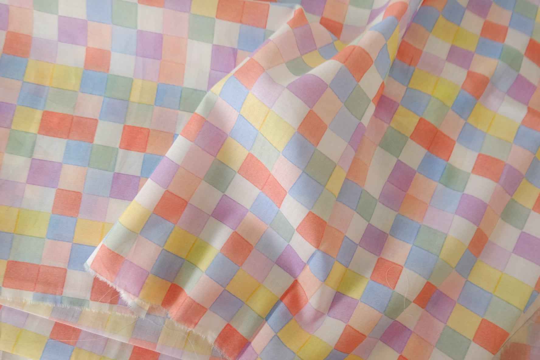 Pastel Checkerboard 100s Cotton Fabric – 3.3 yd