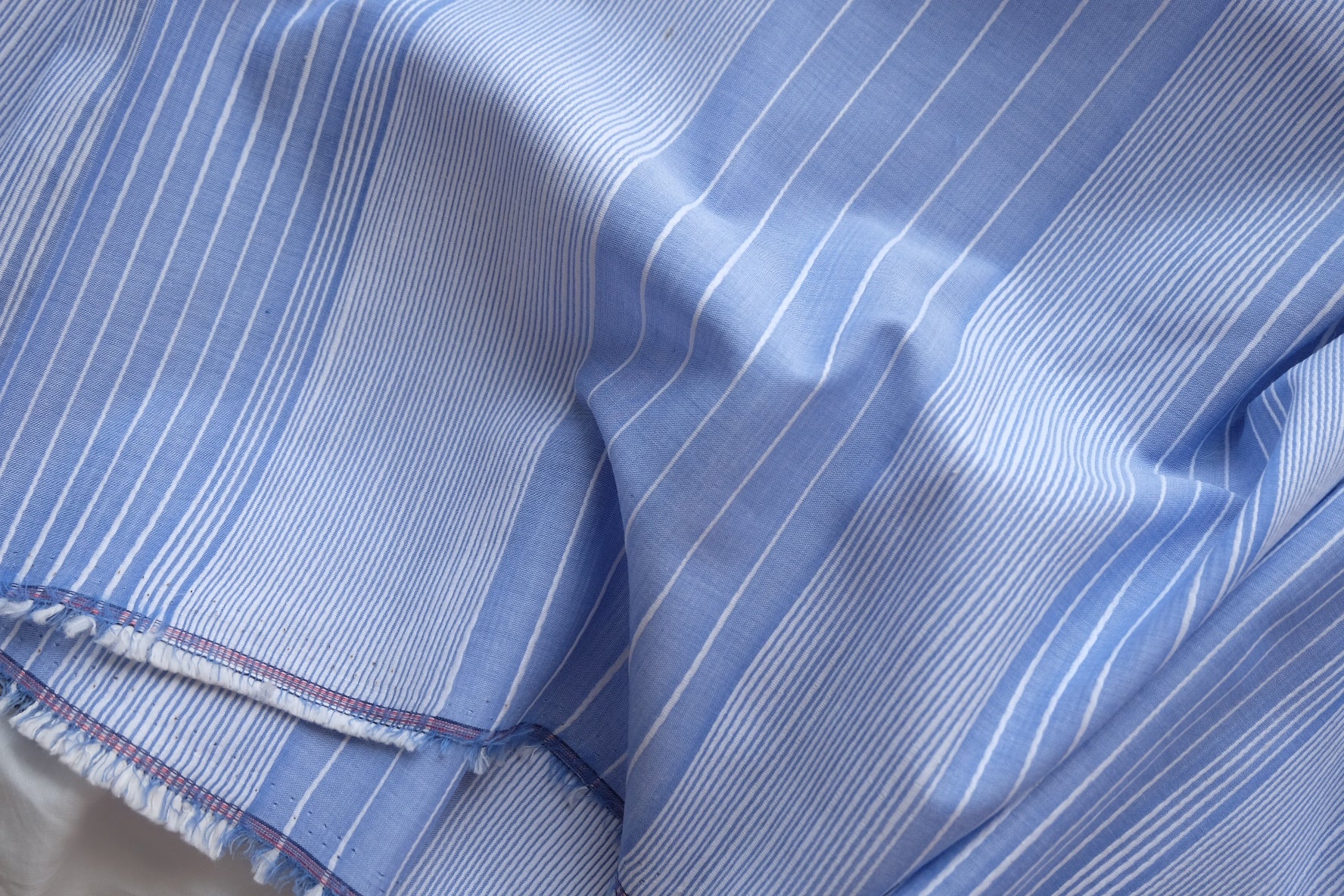 Textured Blue Striped Cotton Shirting – 2.2 yd