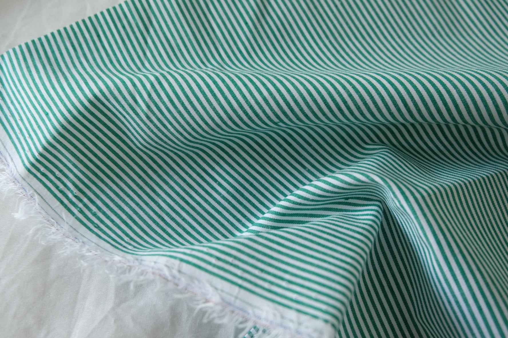 Mint Green Fine Stripe Cotton Poplin Fabric – 3.3 yd