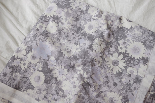 Japanese Grey Floral Structured Cotton Fabric - 1.64 yd