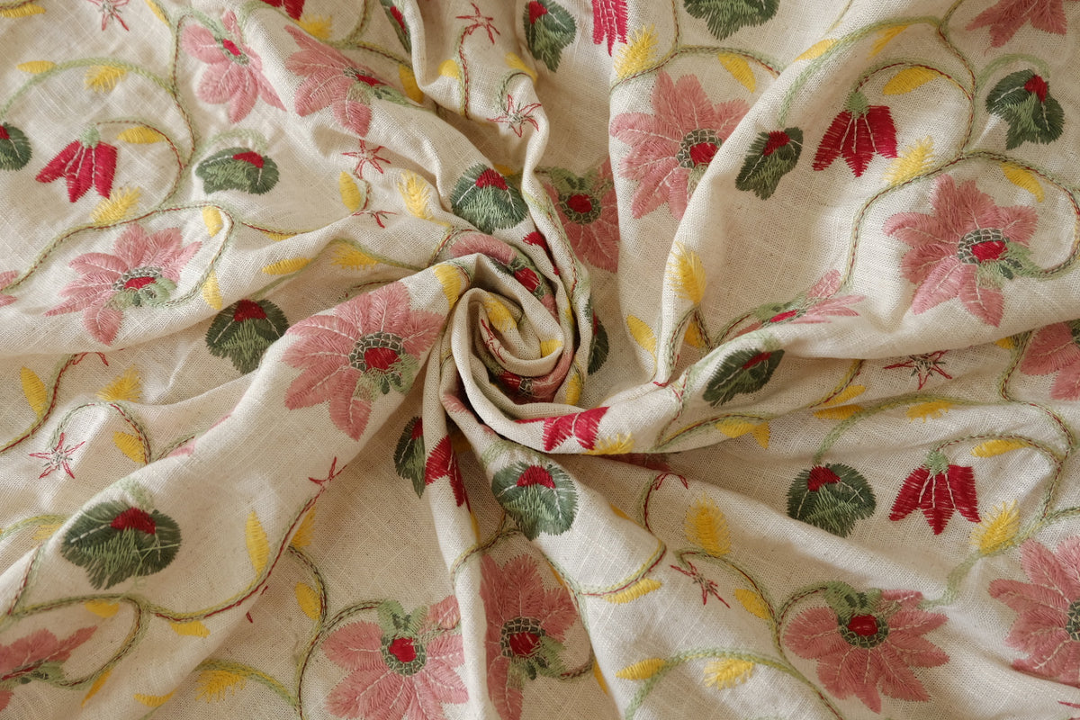 Garden Vine Embroidered Linen Cotton – 2.2 yd