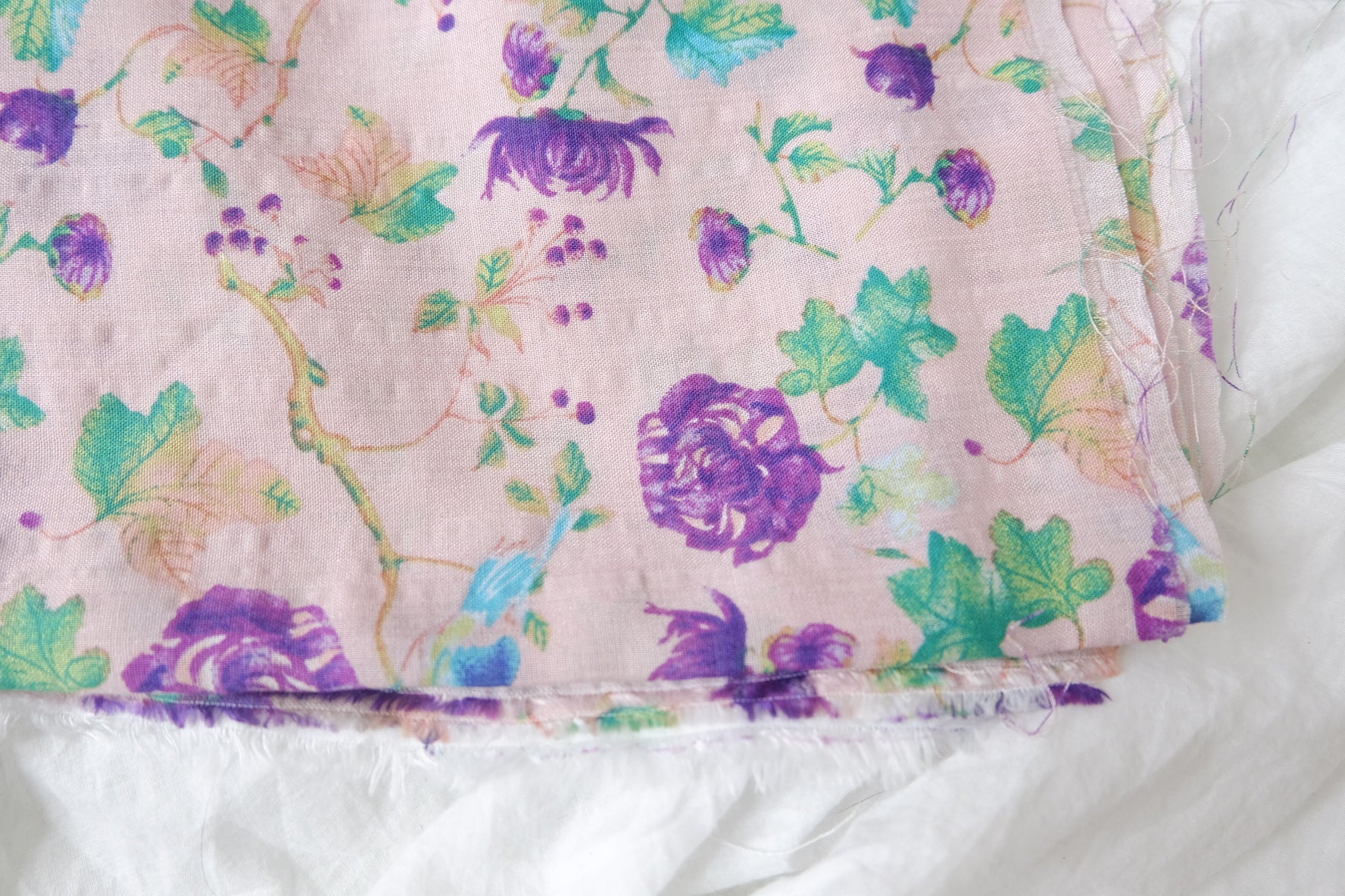 Soft Pink Floral Jacquard Cotton Fabric, 2.19 Yards