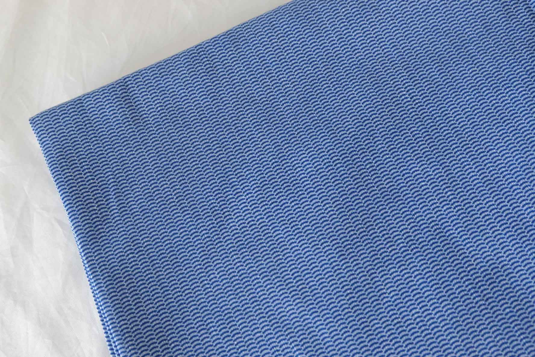 Blue Textured Linen Cotton Blend Fabric – 1.6 yd