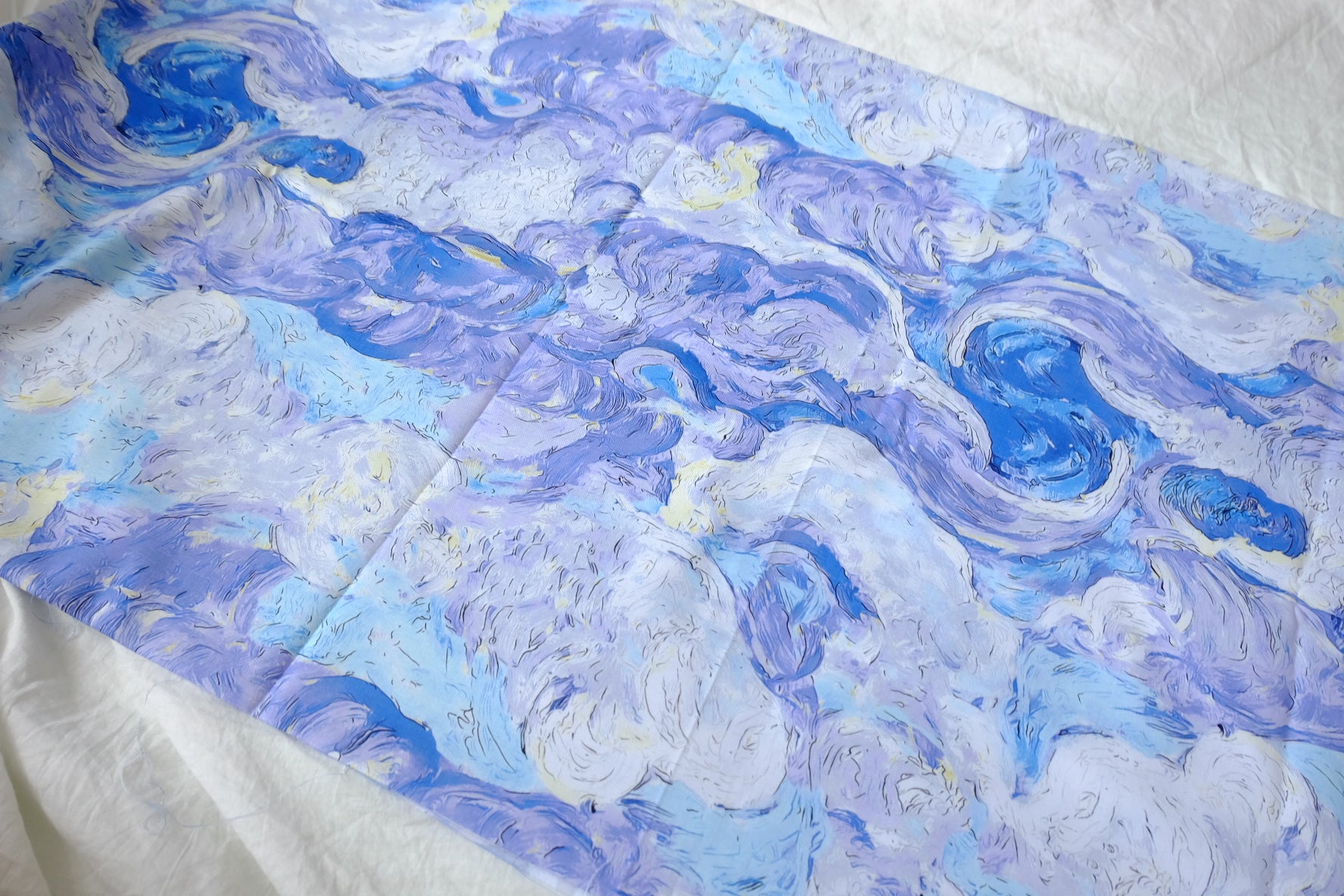 Blue Lavender Painterly Cotton Fabric — 2.19 yd