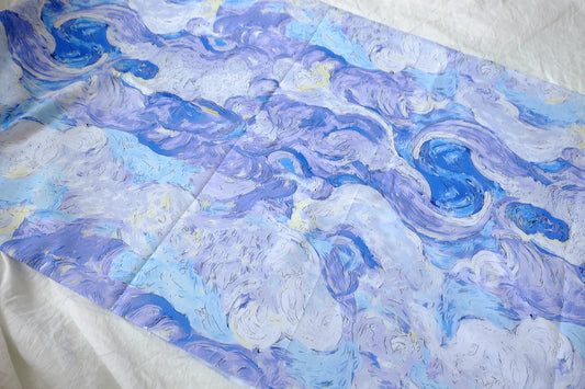 Blue Lavender Painterly Cotton Fabric — 2.19 yd