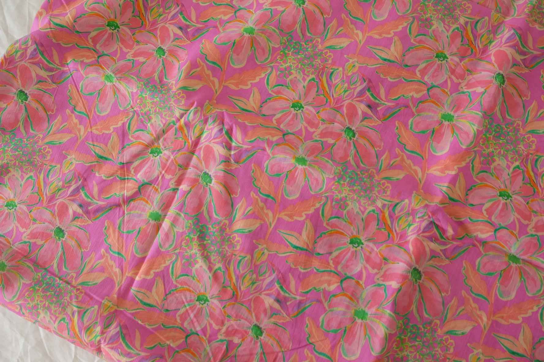 Bright Pink Floral Cotton Lawn — 3.28 yd