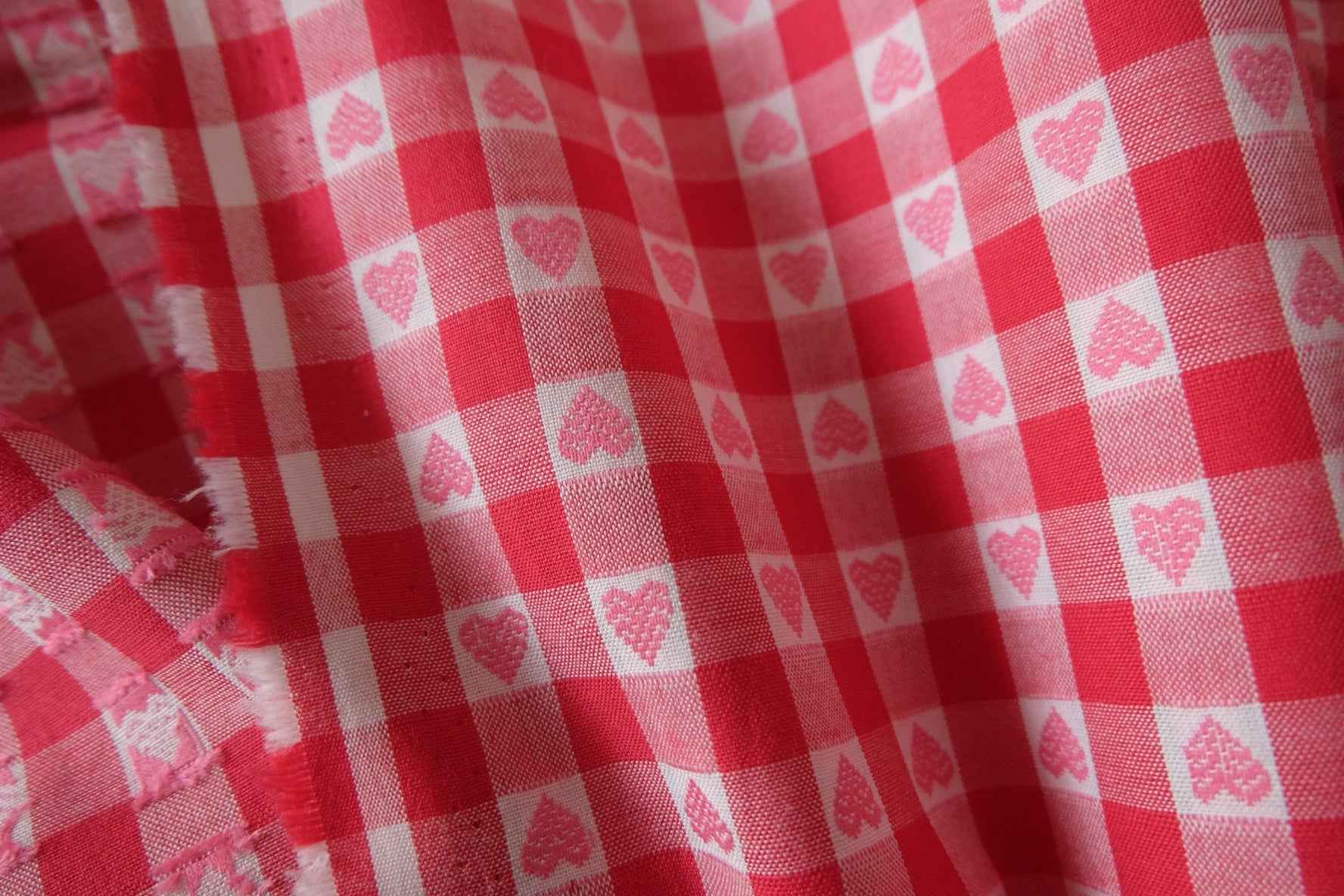 Red Heart Check Yarn Dyed Cotton Fabric – 1.6 yd