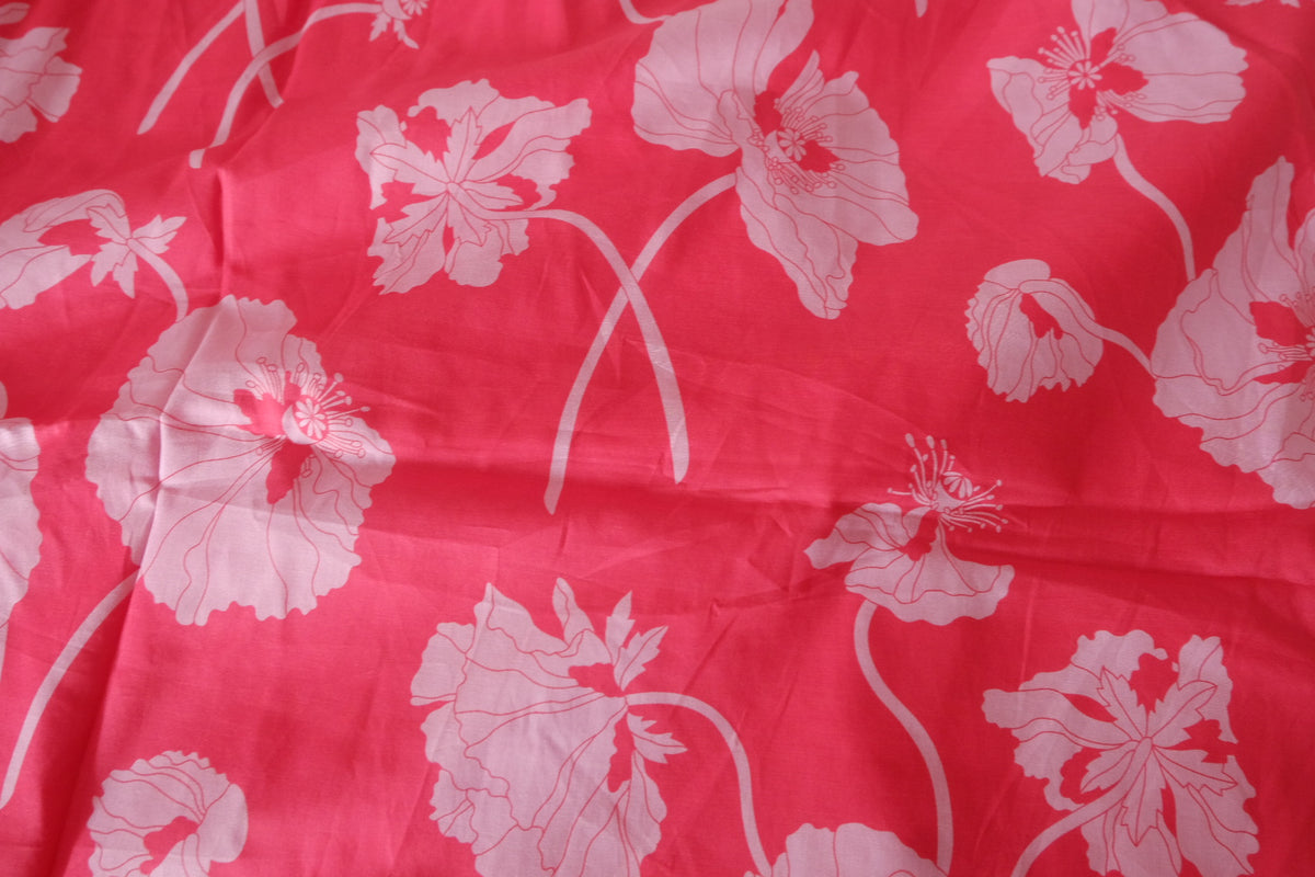 Pink Poppy Garden Cotton Lawn – 1 yd
