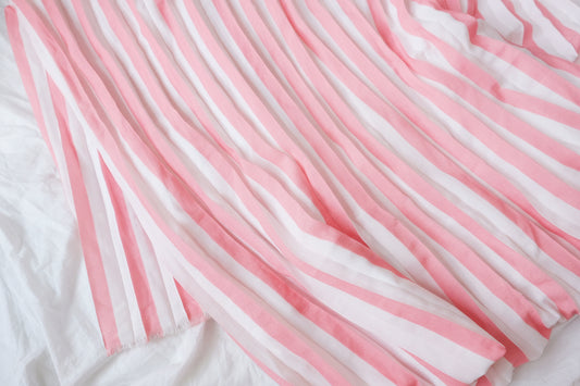 Pink and White Pleated Fabric for Skirts 2.7 Yards