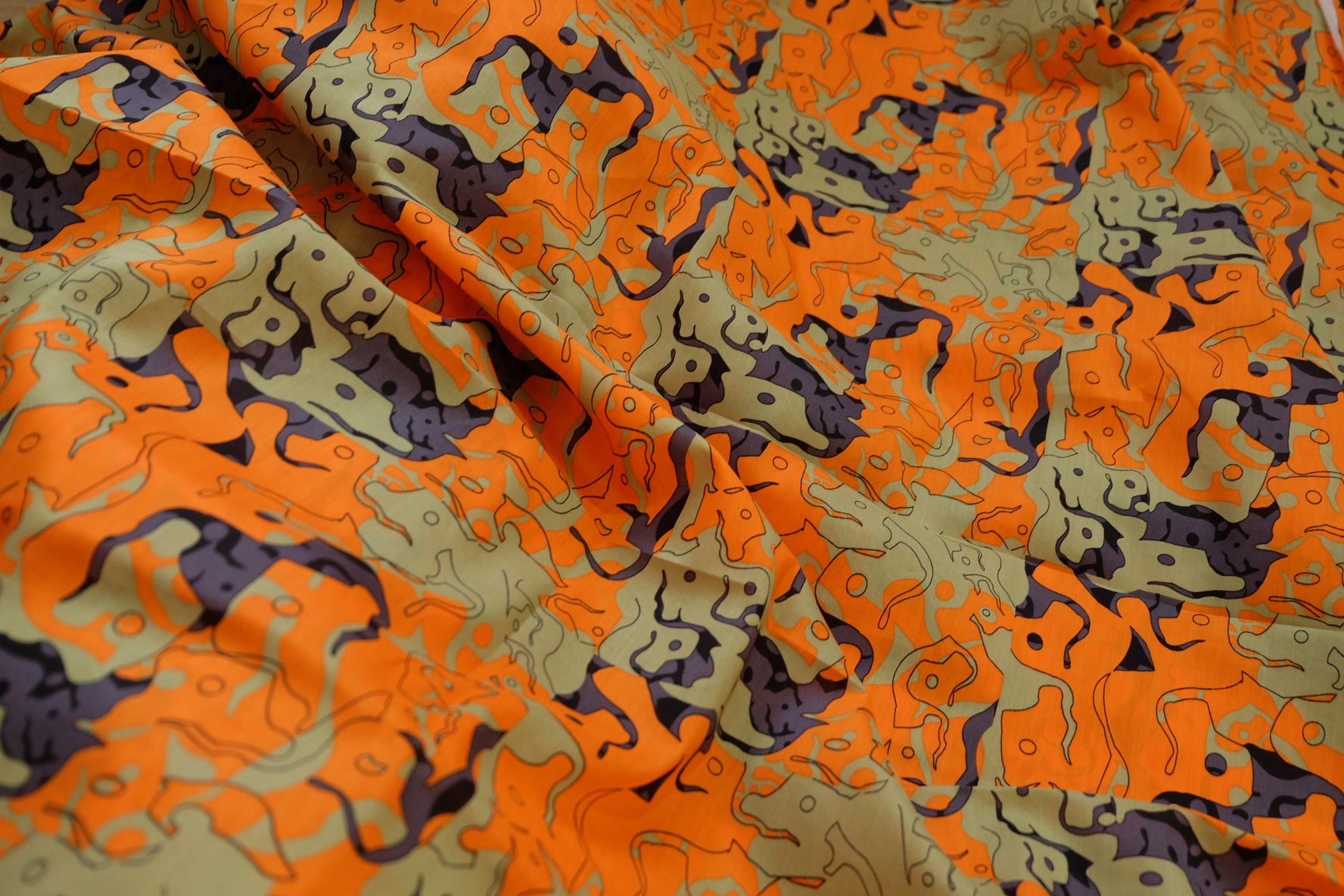 Abstract Orange Cotton Poplin – 2.2 Yards