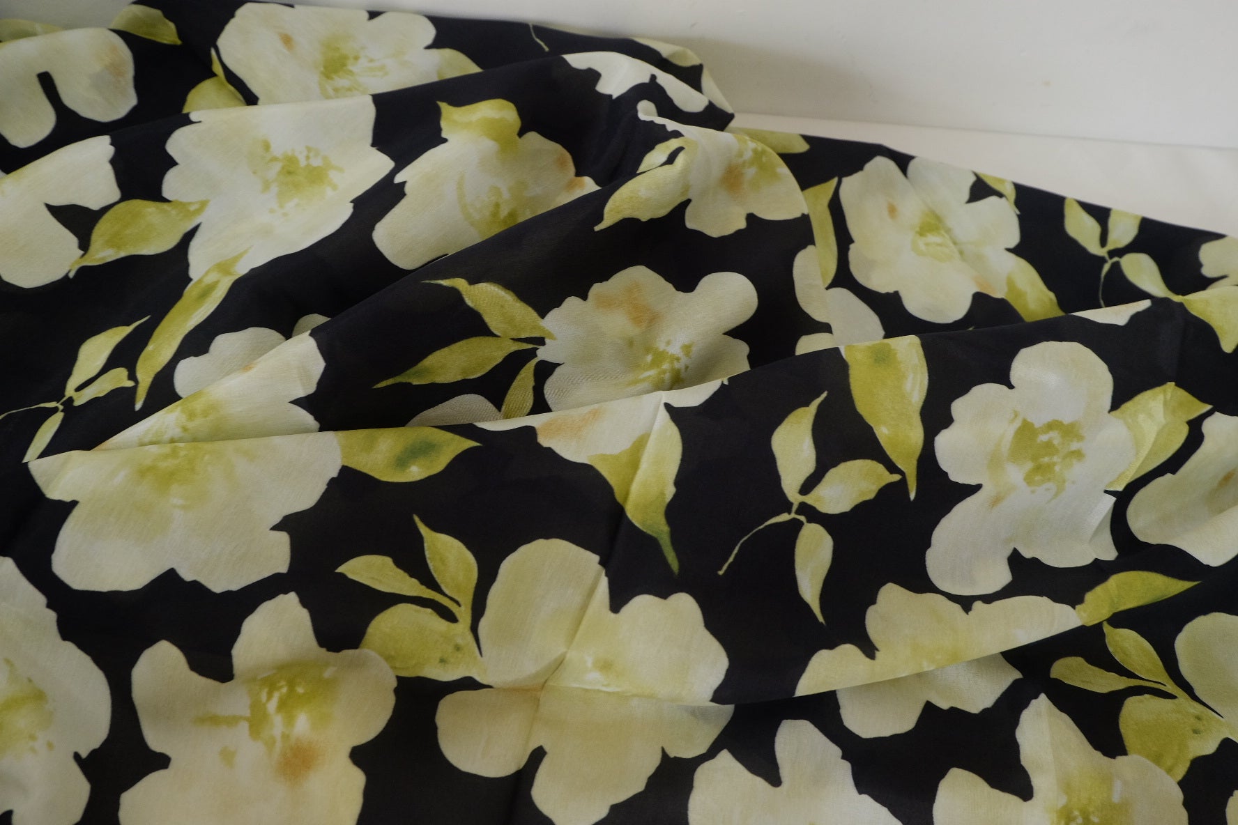 Watercolor Yellow Blossom Cotton Lawn Fabric – 3.3 yd