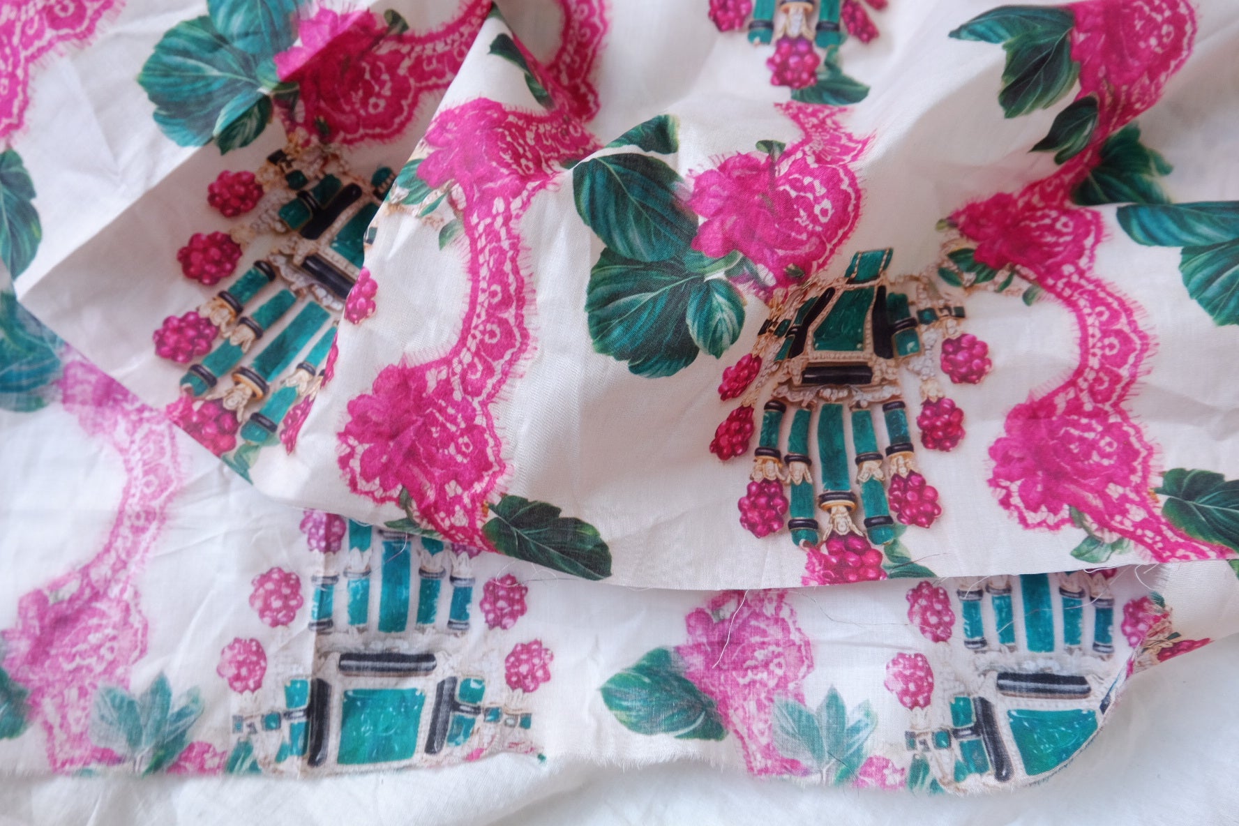 Jewel Lace Cotton Lawn Fabric - 1.75 yd