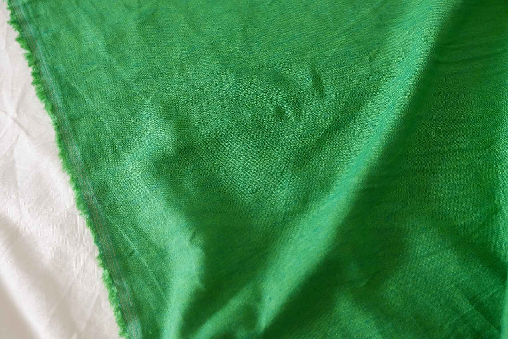 Textured Green Yarn-Dyed Linen Cotton Fabric – 1.9 yd / 2.2 yd