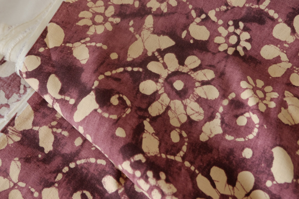 Batik Plum Floral Fine Cotton – 2.2 yd