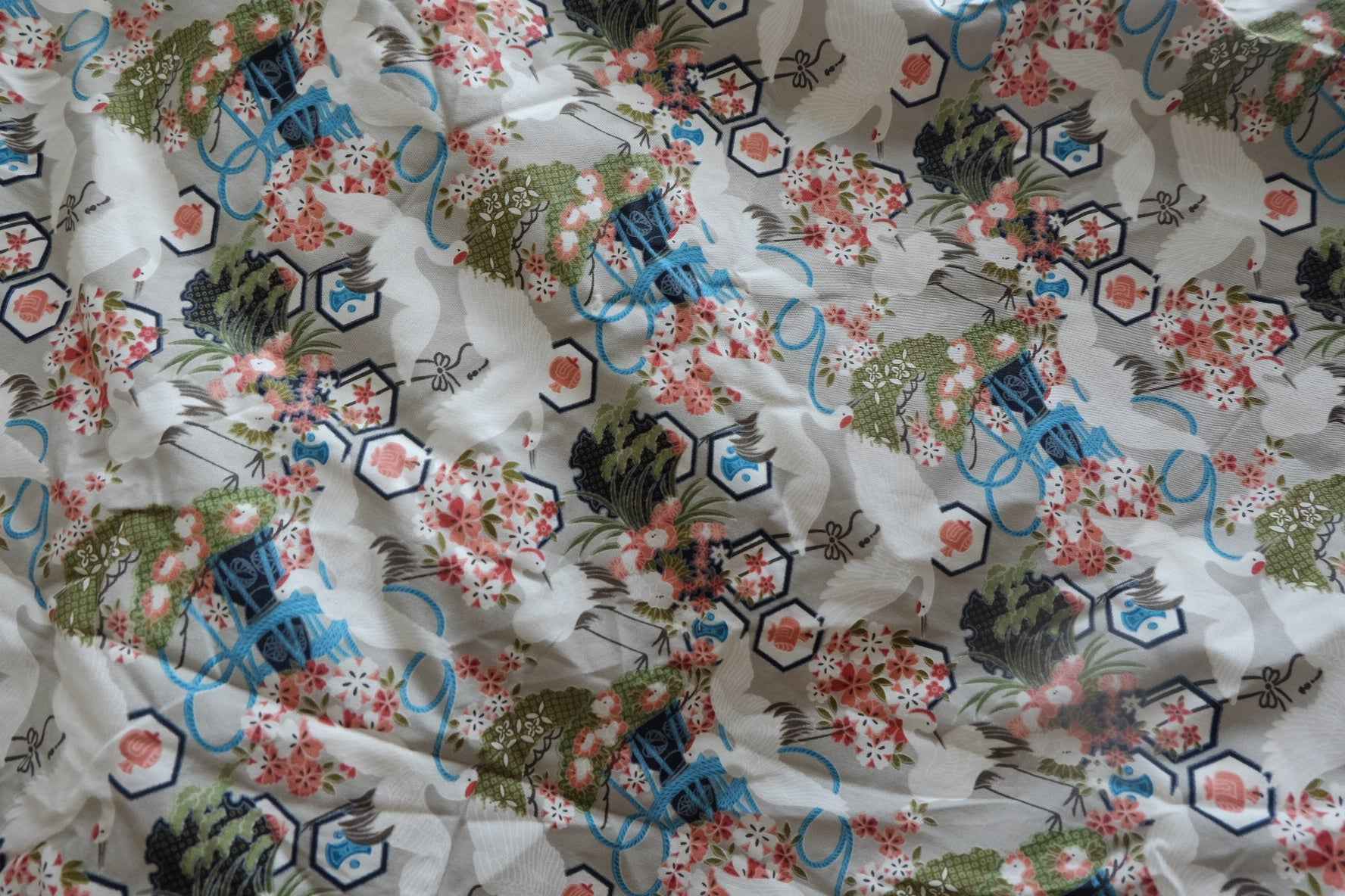 Crane Garden Cotton Fabric - 2.19 yd