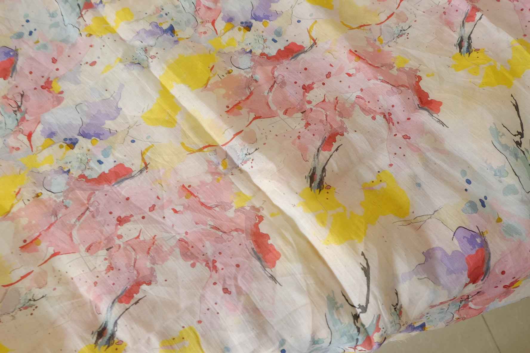 Watercolor Abstract Pure Ramie Fabric – 3.3 yd