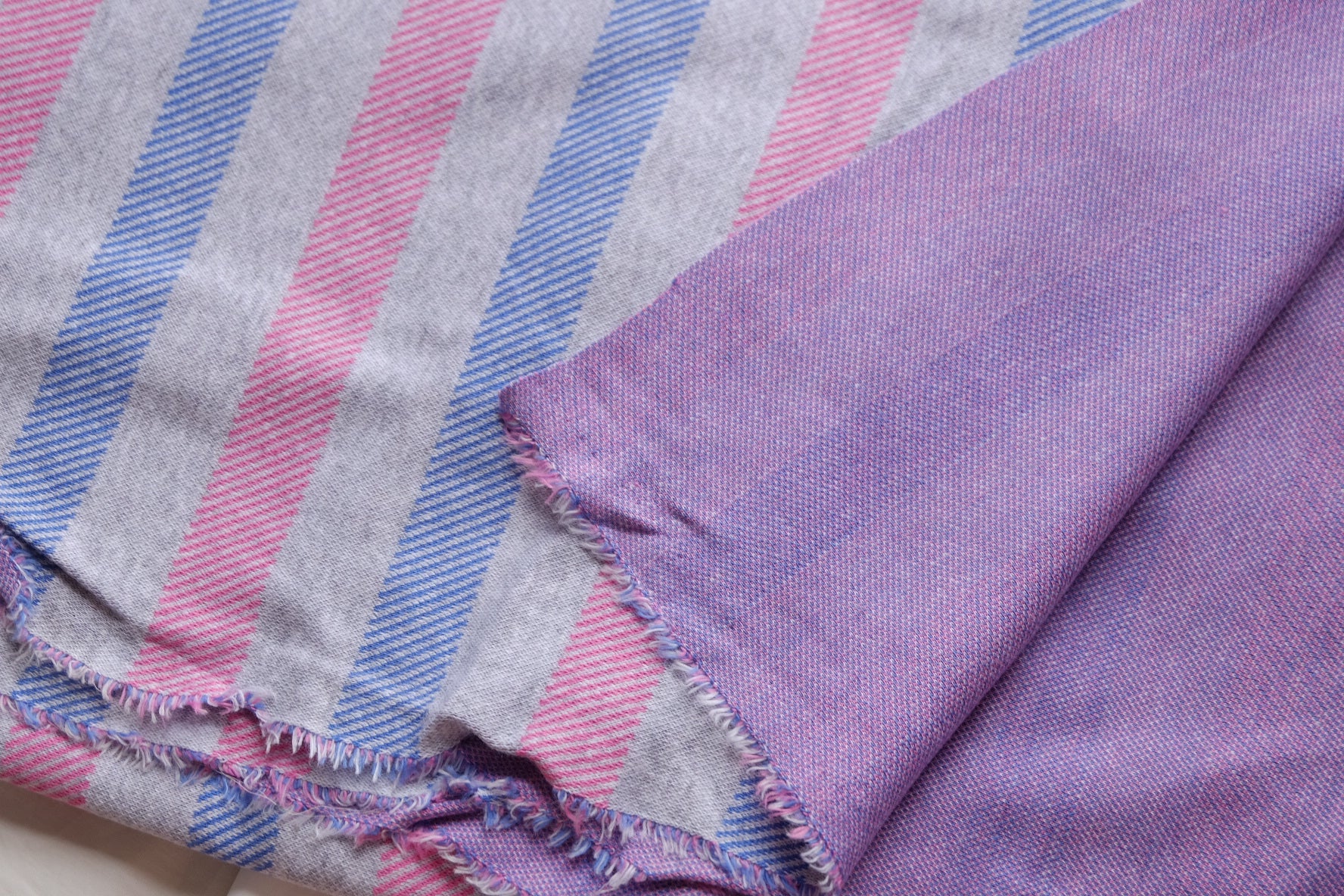 Pink & Blue Stripe Cotton Knit – 2.2 yd