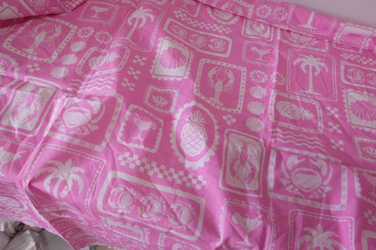 Pink Resort Motif High-Density Cotton Poplin – 2.2 yd