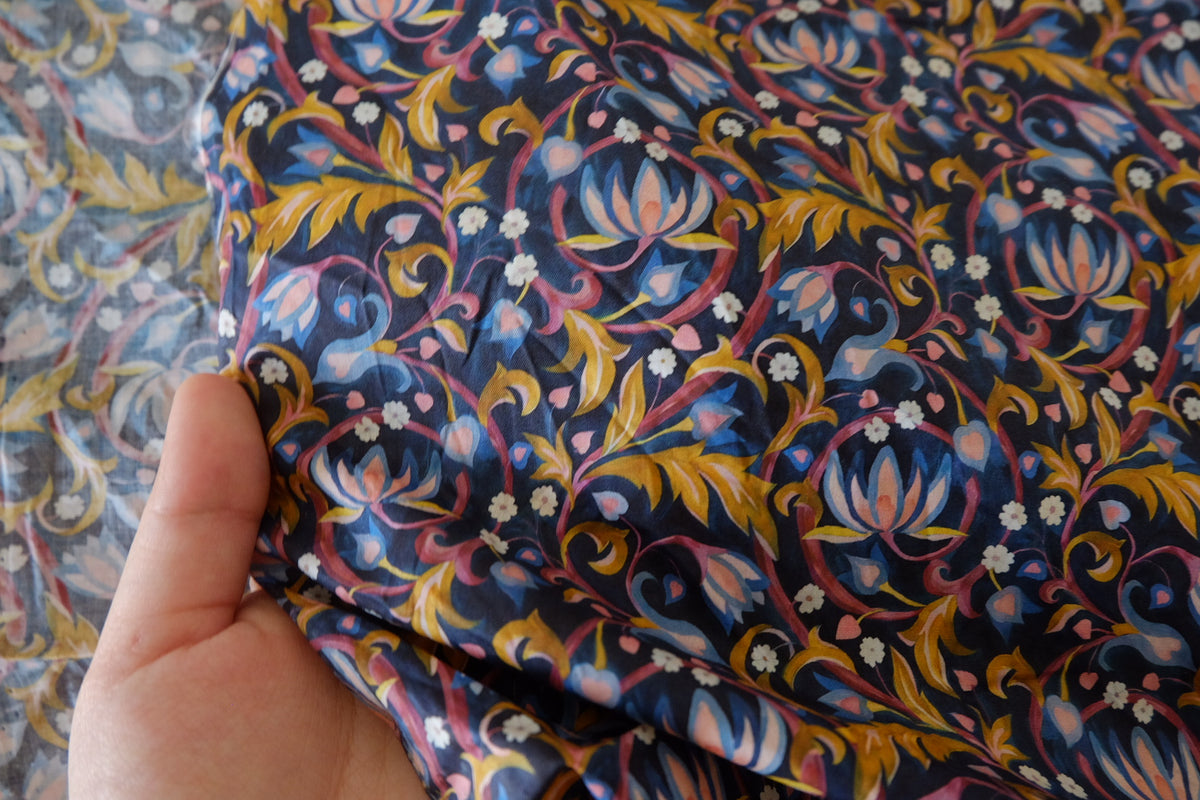 Midnight Botanical Cotton Lawn – 1.09 yd