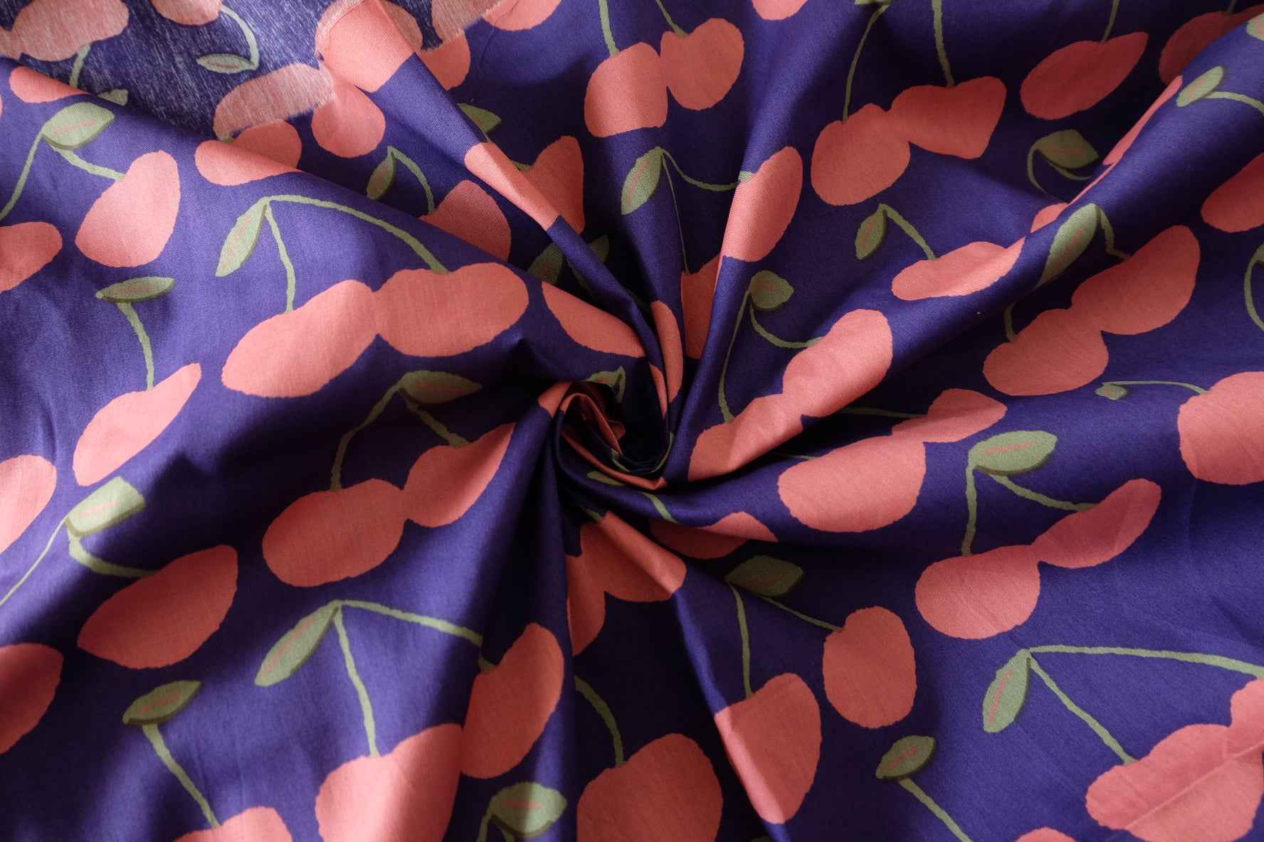 Pink Cherry Print Cotton Fabric – 2.2 yd