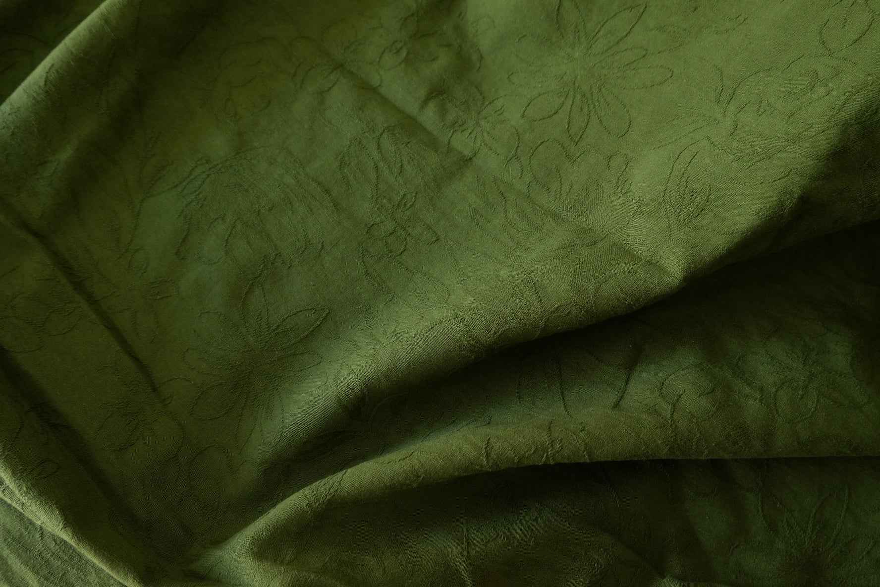 Forest Green Floral Cotton Jacquard Fabric – 1.6 yd