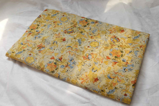 Vintage Ornamental Cotton Linen Fabric, Structured Dress and Skirt Weight, 3.28 Yards