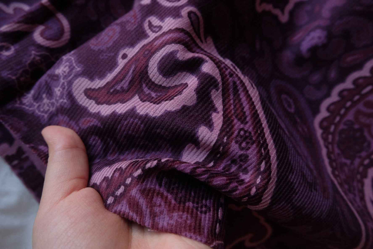 Plum Paisley Floral Cotton Corduroy – 2.19 yd