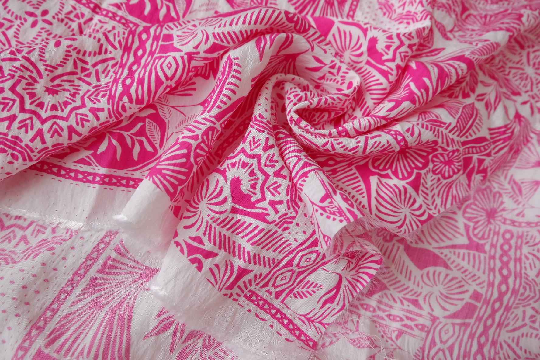 Pink Scarf-Print Tencel Fabric - 3.28 yd