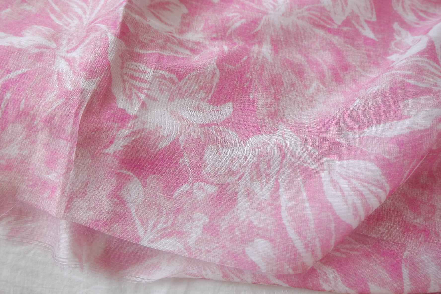 Pink Floral Tencel Ramie-Blend Fabric - 1.64 yd